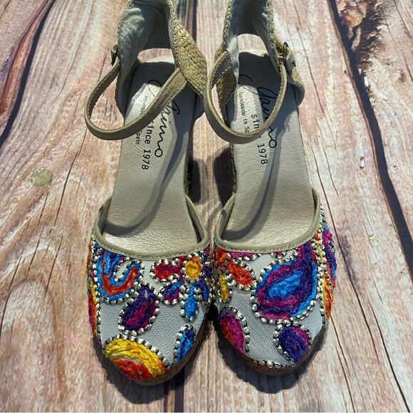 Gaimo sandals Size38 wedge heel embroidered hippie boho style Preowned - Picture 1 of 11